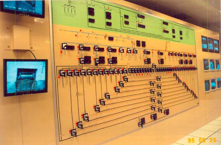 MIMIC power system tray central control room
